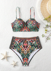 Black Printed Push Up Bikini