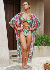 Tropical Cutout Printed Monokini with Cover-up