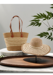 Beige Hat & Bag set