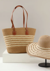 Beige Hat & Bag set