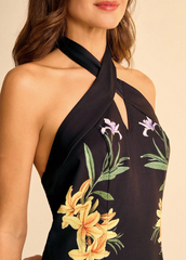 Black Floral Printed Maxi Dress