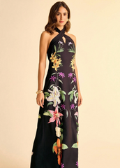 Black Floral Printed Maxi Dress