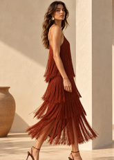 Maroon Tassel Dress