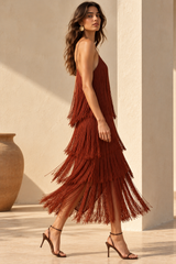 Maroon Tassel Dress
