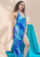 Green Printed Monokini with Sarong