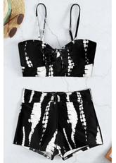 Black Printed swimwear set