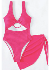 Neon Pink Monokini with Sarong