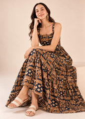 Brown Printed Cotton Dress