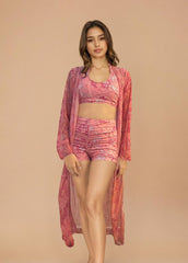 Pink Printed Swimwear with Cover Up