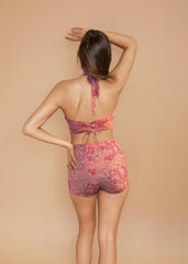 Pink Printed Swimwear with Cover Up