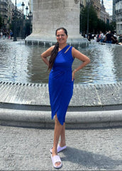 Blue One-shoulder dress