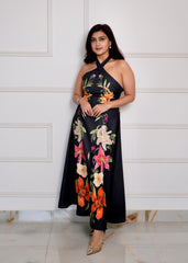 Black Floral Printed Maxi Dress