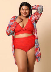 Red Printed Shrug