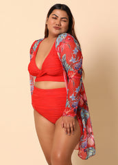 Red Printed Shrug
