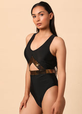 Black Padded monokini with designer back