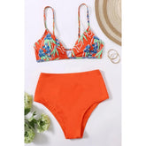 Orange Printed Bikini Top