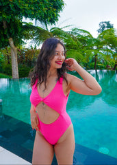 Neon Pink Monokini with Sarong