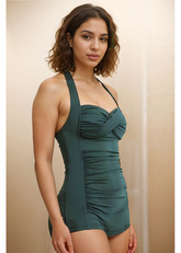 Teal Padded monokini with Full Coverage