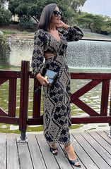 Black Boho Full-length Dress