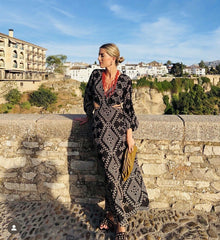 Black Boho Full-length Dress