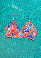 Orange Printed Bikini Top