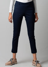 Navy Ankle Length Cigarette Pant