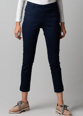 Navy Ankle Length Cigarette Pant