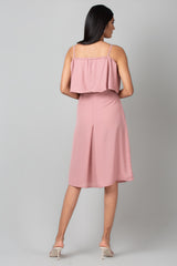 Pink Off Shoulder Pleated Dress