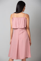Pink Off Shoulder Pleated Dress