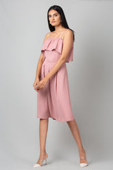 Pink Off Shoulder Pleated Dress