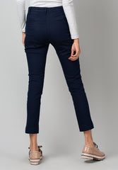 Navy Ankle Length Cigarette Pant