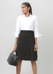 White 3/4th Tie Up Sleeve Shirt