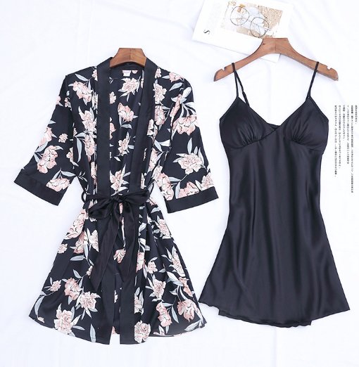 Black 2-piece sleepwear - WomanLikeU