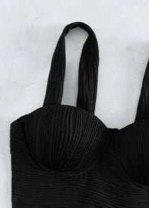 Black Bikini with Wavy Texture - WomanLikeU