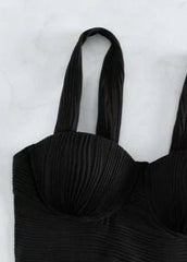 Black Bikini with Wavy Texture - WomanLikeU