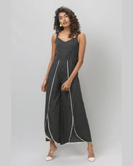 Black Polka Dot Strap Shoulder Jumpsuit - WomanLikeU