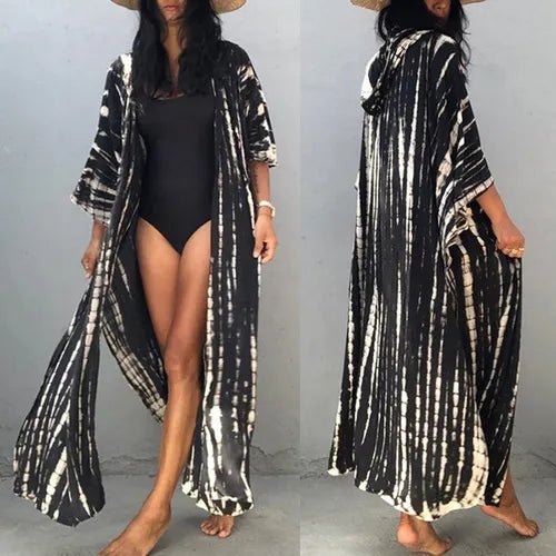 Black swimwear set with coverup - WomanLikeU