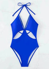 Blue Beaded Monokini - WomanLikeU