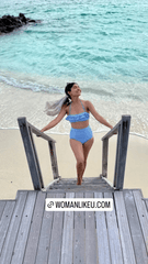 Blue Striped Bikini - WomanLikeU