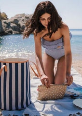 Blue Striped Bikini - WomanLikeU