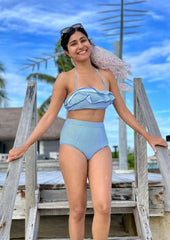 Blue Striped Bikini - WomanLikeU