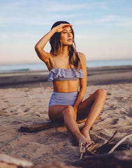 Blue Striped Bikini - WomanLikeU