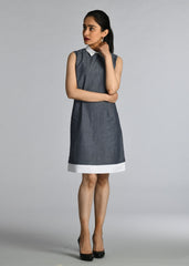 Dotted Shift Dress with Collar - WomanLikeU