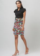 Floral Printed Scuba Skirt - WomanLikeU