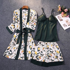 Green 3-piece sleepwear - WomanLikeU