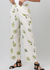 Green and Cream Printed Lower - WomanLikeU
