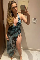 Green monokini with sarong - WomanLikeU