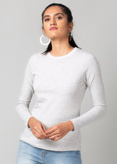 Grey Full Sleeve Basic Tee - WomanLikeU