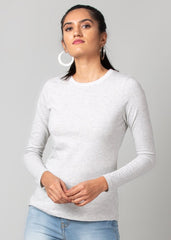 Grey Full Sleeve Basic Tee - WomanLikeU