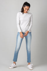 Grey Full Sleeve Basic Tee - WomanLikeU